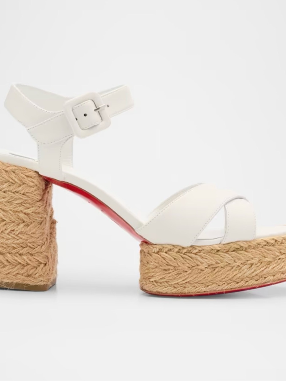 Christian Louboutin White Leather Espadrille Calakala Platform Sandals